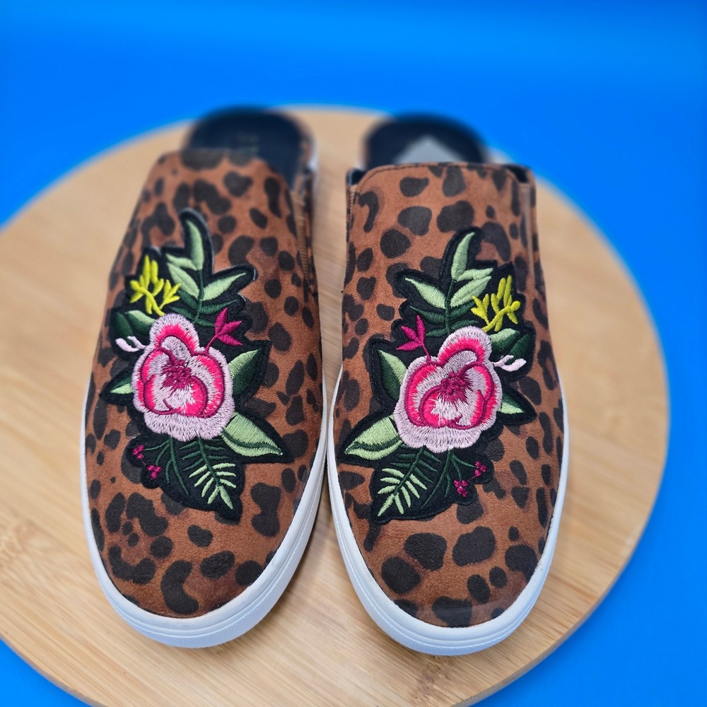 Steven Natural Comfort Leopard Floral Embroidered Mule Sneakers‎ Size 9M - Picture 2 of 8